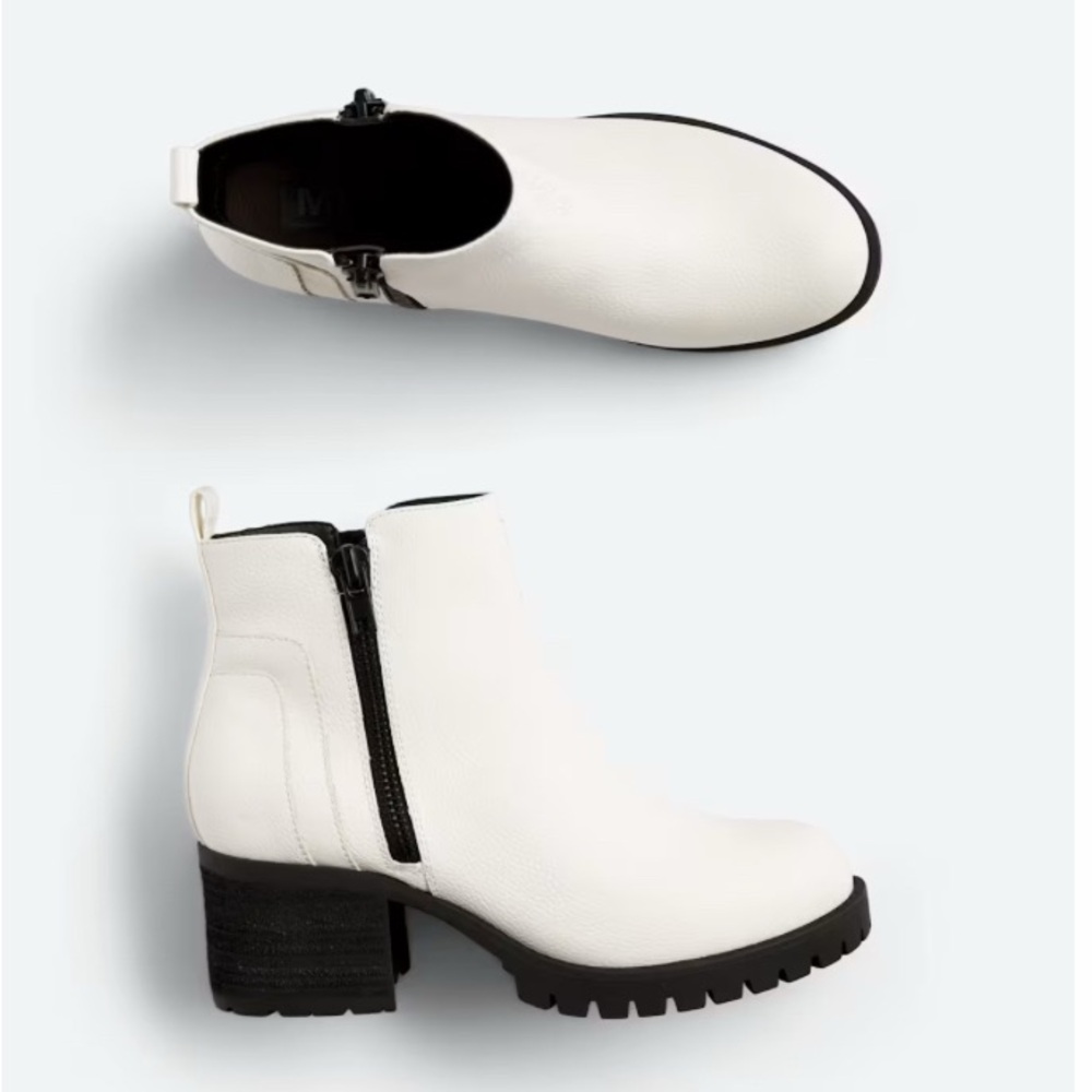 MIA White Ankle Boots with Black Sole